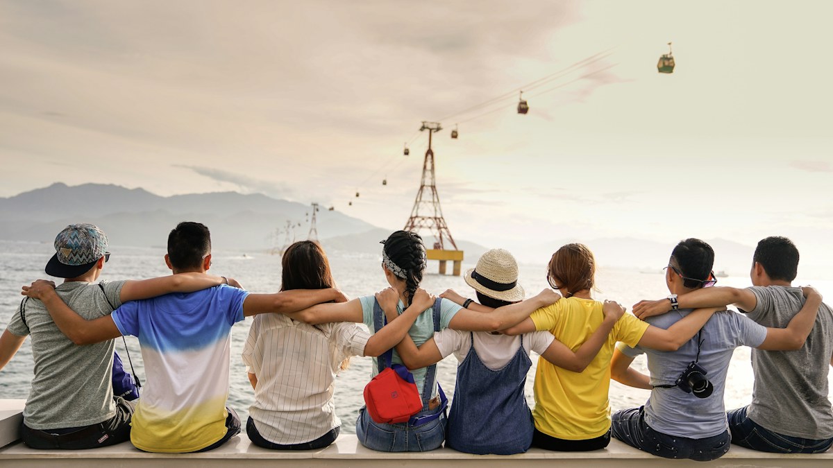Friends standing together outdoors